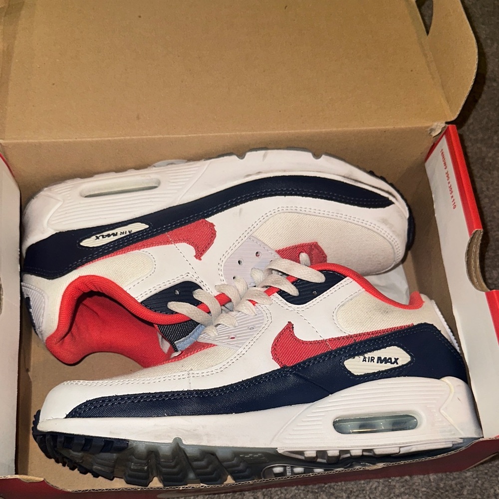Nike Air Max 90 GS - White, Red, Navy